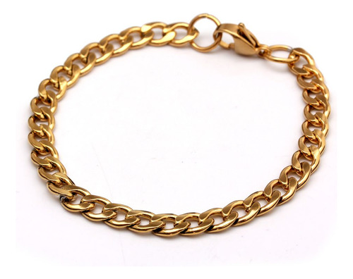 Pulsera Groumet 6mm 18cm De Acero Dorado 