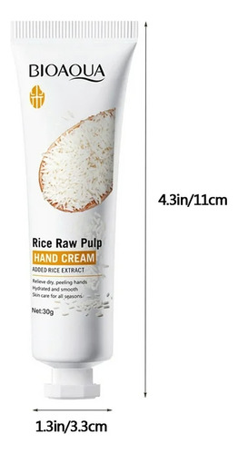 Crema Para Manos Extracto De Arroz Bioaqua Blanqueadora 30g Arroz