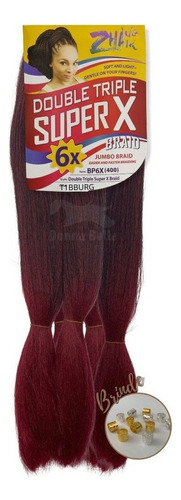 Jumbo Super X Cabelo Para Tranças Jumbão Box Braids 400 Gr Cor T1B/Burg Preto/Cereja