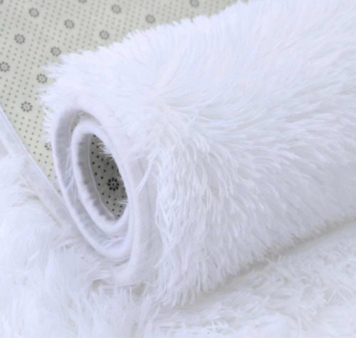 Alfombra Pelo Largo Plush Suave Blanca 150x200 Carpetshop