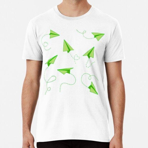 Remera Lindos Aviones De Papel Verde Algodon Premium 