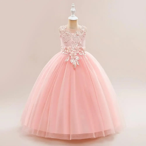 Vestido De Princesa Para Niña Con Encaje Y Pliegues Lp386