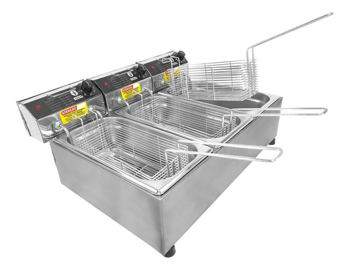 Fritadeira Industrial Elétrica 9 L 3 Cubas Master 6000w Inox Cor Prateado 220V