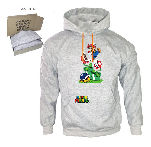 Imagen 3 de 9 de Buzo Hoodie Personalzable Artesanal Super Mario Unisex