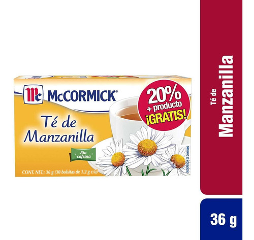 Té Mccormick Manzanilla 20% 30 Piezas