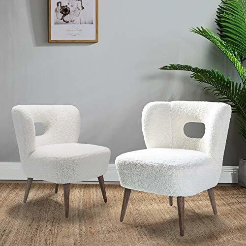 Ivory Accent Chair Set Of 2 Mini Upholstery Barrel Chair For
