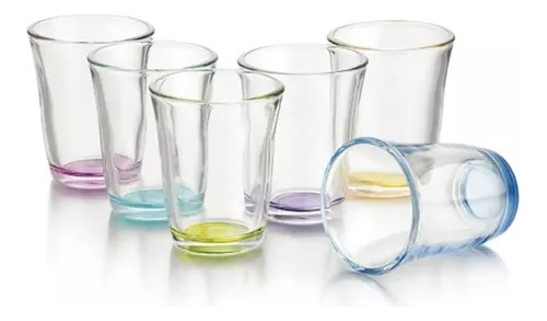Juego De 6 Vasos De Vidrio Con Fondo De Colores Glazé