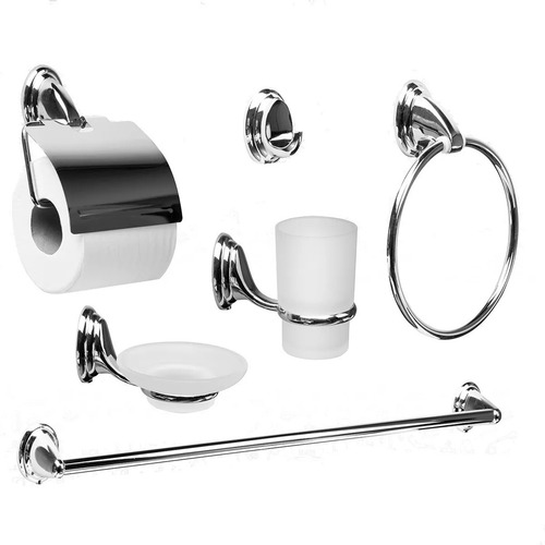 Set Accesorios Baño Ducha 6 Pzs Acero Inox Esmerilado Tawak 