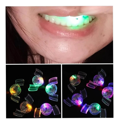 Luz Led Creativa Para Disfraz - Dientes Iluminados / 3 Pzas Rgb