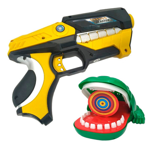 Pistola Blaster Juguete Juego Tiros + Diana Cocodrilo Sonido