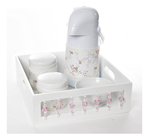 Kit Higiene Com Porcelanas E Capa Pedra Rosa Quarto Bebê