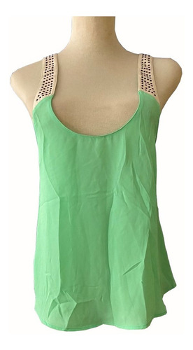 Blusa Verde Agua Side Bood Breteles Blancos Tachas Delaostia