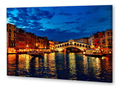 Cuadro Canvas Paisaje Italia Venecia Noche Iluminacion