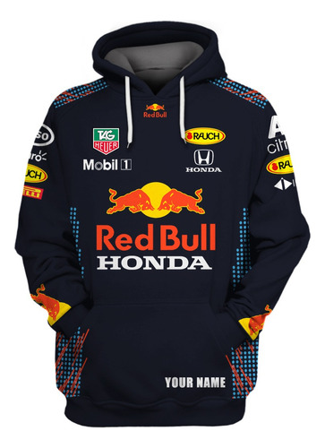 3 Racing 1 Mobil Bull Red Capucha Personalizada Con Sudadera