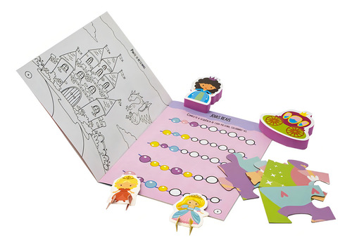 Kit Livro Brincar É Divertido! Princesas por Brijbasi Art Press Edição 1 Box Com Um Livro De Atividades, Quebra-cabeça, 5 Personagens Interativo E 3 Peças Em Eva Português 2024 por Editora Happy Books