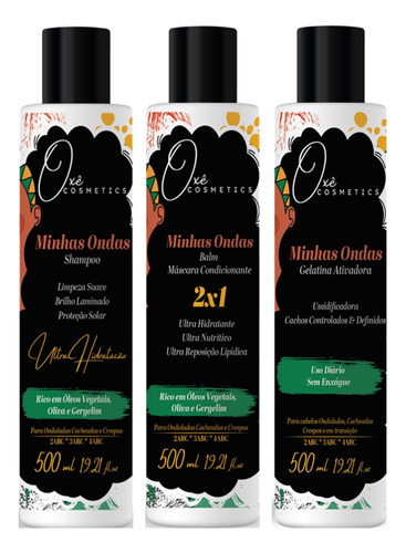 Oxê Cosmetics Minhas Ondas Shampoo E Balm Máscara E Gelatina