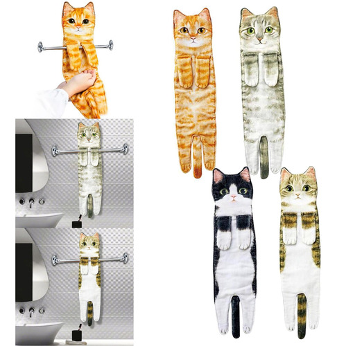 4pcs Multipurpose Funny Hand Towels Drying Absorbent Soft