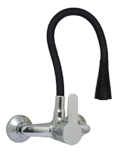 Imagen 1 de 4 de Grifería Canilla De Pared Negra Monocomando Flexible Lluvia