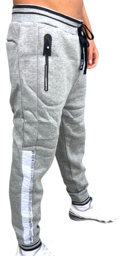 Calça Moletom Masculina Gangster Com Ziper Flanelada Bolso