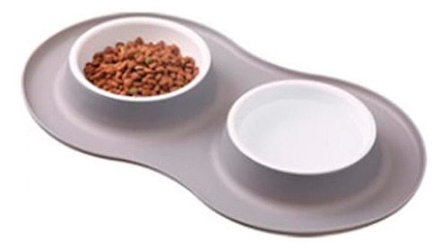 Tazón Doble Plato Para Perro/gato Antiderrapante De Silicona