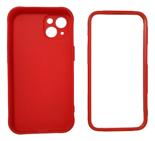 Funda Para Iphone Silicon Resistente Uso Rudo 2en1 Rojo Iphone 13