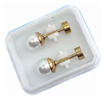 Comprar Caravanas Abridores De Acero Quirúrgico Dorado Y Perlas