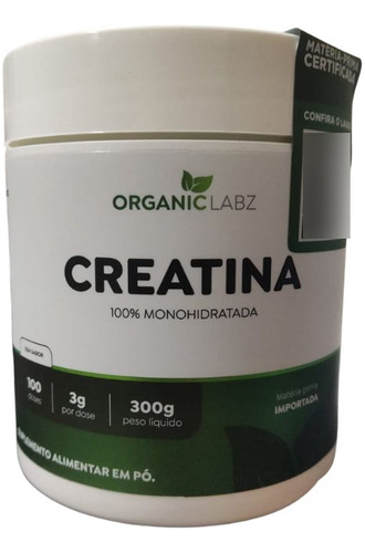 Creatina 100% Pura 300g Organic Labz Certificado Pureza