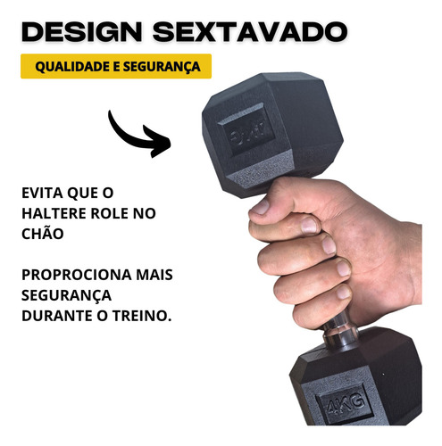 Kit Halter Injetado 1 A 10kg Emborrachado Dumbbell Cromado
