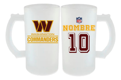 Tarro Cervecero 16 Oz Nfl Washington Commanders Personalizad