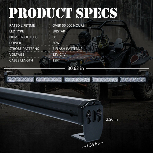 Imagen 7 de 8 de Barra De Luz Led 30 Pulgadas, Trasera Rzr Can Am X3 Polaris