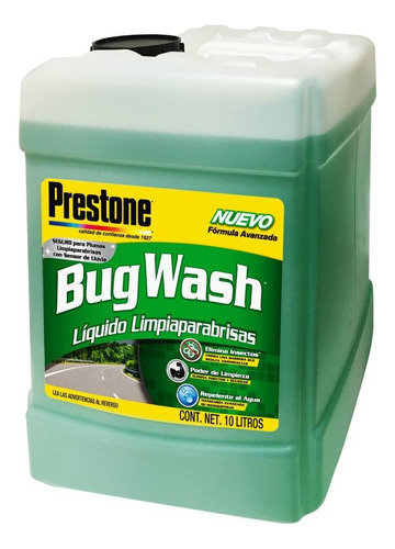 Liquido Limpiaparabrisas Prestone Bug Wash 10 Litros