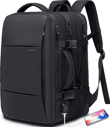 Mochila Para Laptop Viaje Resistente Al Agua Bange Negro 32l