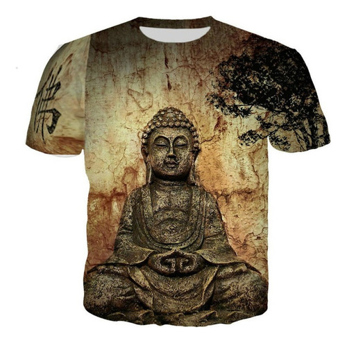 Playera Con Estampado De Estatua De Buda En 3d