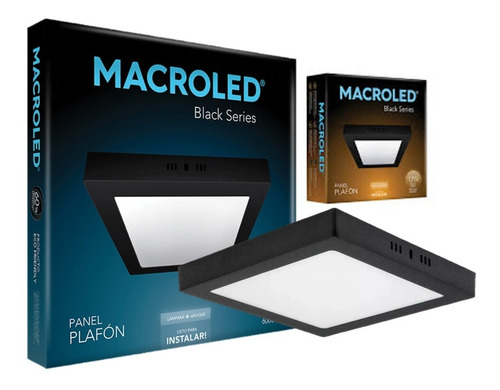 Imagen 5 de 10 de Panel Plafon Led 24w Cuadrado Negro Aplicar Frio / Calido