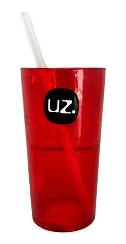  Vaso Color Rojo Con Sorbete Uz 500ml Sin Tapa Febo