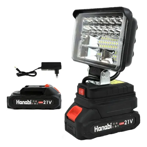 Luz De Trabalho Led 21v Portátil Com Bateria E Lanterna - R$ 178,94
