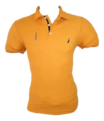 Playera Nautica Tipo Polo Color Mostaza