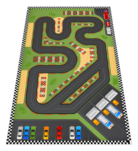 Tapete Pista De Carrinhos 2 Infantil Ilustrado Criança Lona