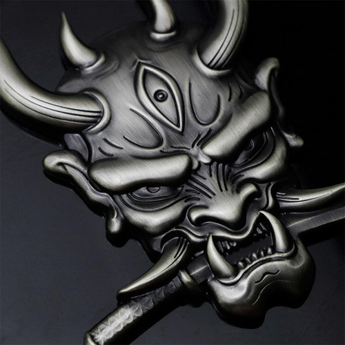 Pack-2 Fangs Samurai Devil Metal Etiqueta Adhesiva