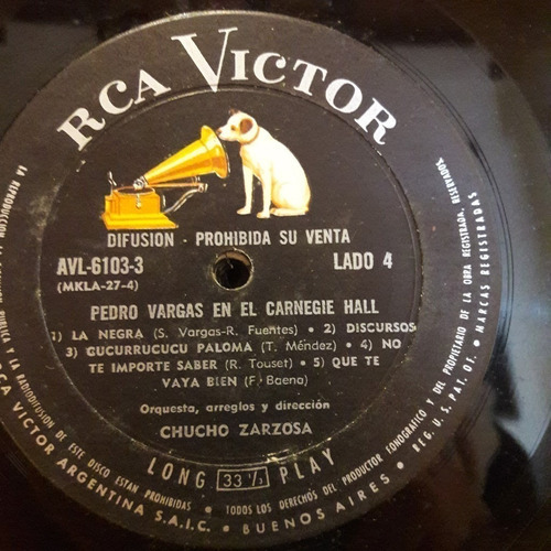 Sin Tapa Disco Pedro Vargas En El Carnagie Hall D M0
