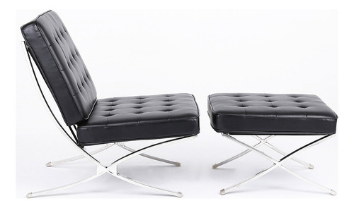 Sillon Barcelona 1 Cuerpo + Apoyapiés Otomano Negro