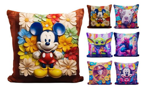 Almohadon Infantil 3d Mario Nemo Mickey 28x28 Niño Navidad