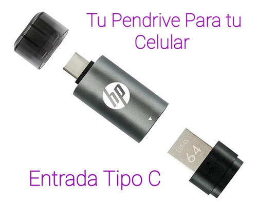 Pendrive Hp 64gb / Para Tu Celular/ Usb 3.2/ Entrada Tipo C 