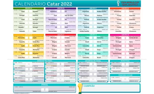 Tabela De Jogos Copa Do Mundo Qatar Adesivo Seleções 70x47cm