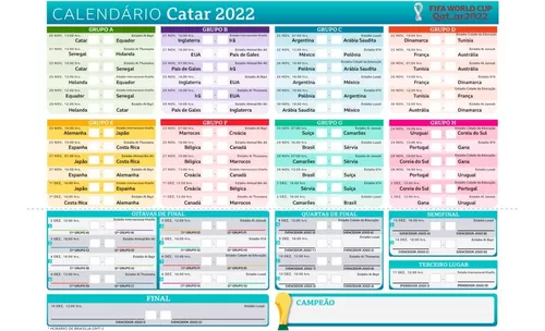 Copa do mundo 2022. modelo de calendário de jogos. tabela de