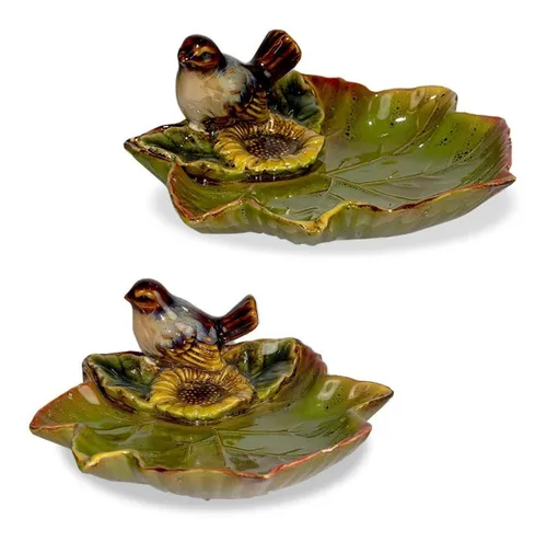 Saboneteira De Porcelana Decorativa Passarinho 17x5cm