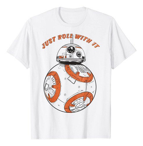 Camiseta Gráfica Star Wars Last Jedi Bb-8 Just Roll With It
