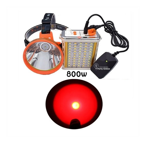 Imagen 1 de 1 de Foco De Caza 800w Conejero Manos Libres Luz Roja Usb
