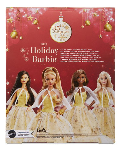 Doll Barbie Signature Holiday 2023 Con Vestido Dorado 35 Ani
