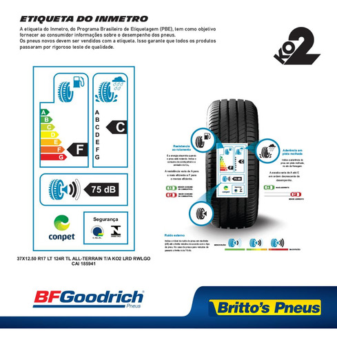 Pneu 37x12.50 R17 Bf Goodrich All-terrain T/a Aro 17 Ko2